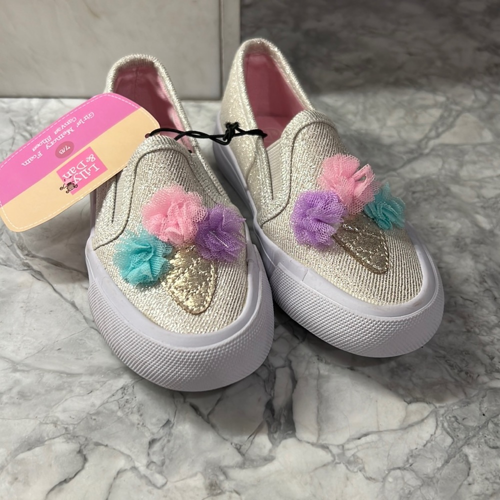 Toddler girl unicorn slip on sneakers
